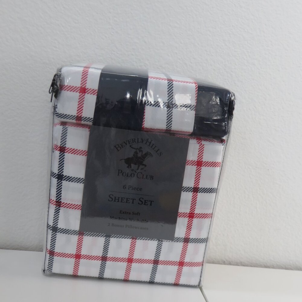 6 piece Beverly Hills Striped Polo Club Sheet Set